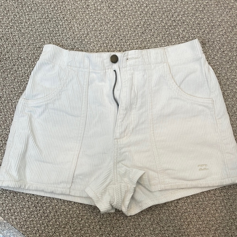 High Rise white corduroy shorts. BillabongXthe salty blonde